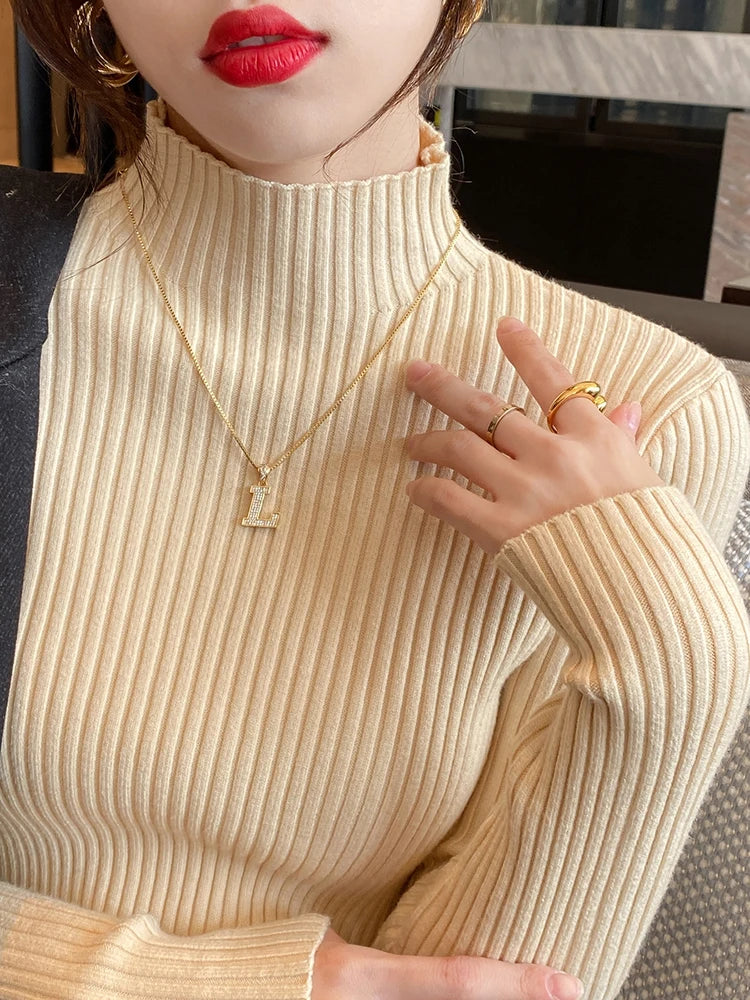 Elegant Solid Basic Knitted Top